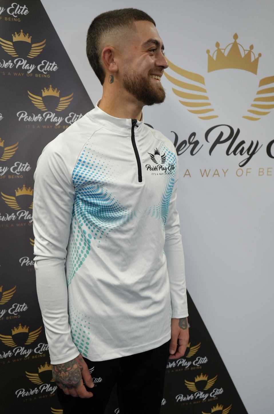 Fitted Training Top - Blue & White