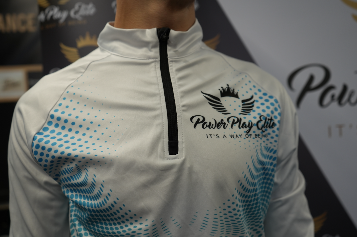 Fitted Training Top - Blue & White