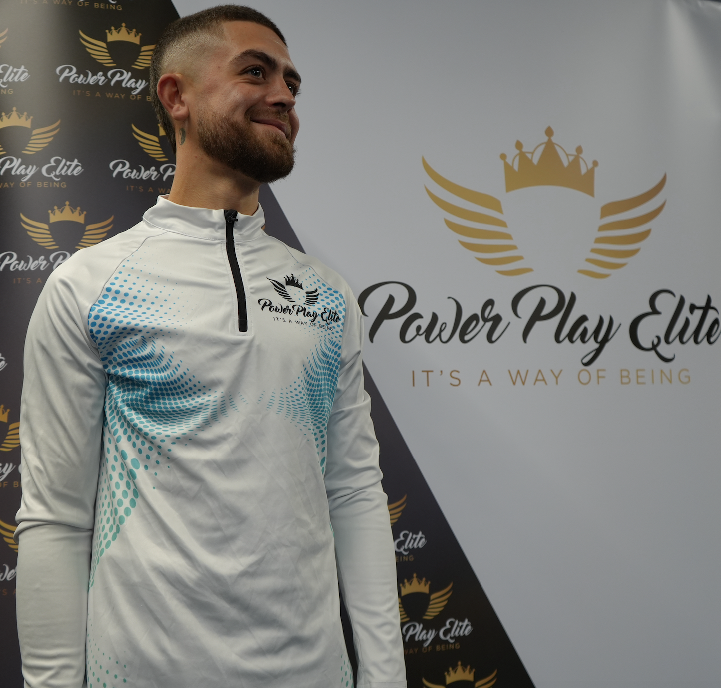Fitted Training Top - Blue & White