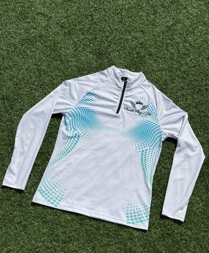 Fitted Training Top - Blue & White